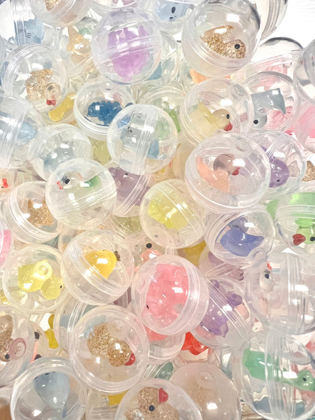 25mm Clear Gumball Machine Capsules Filled with Mini Plastic Animals – 1 Inch Toy Vending Capsules, 50-Pack